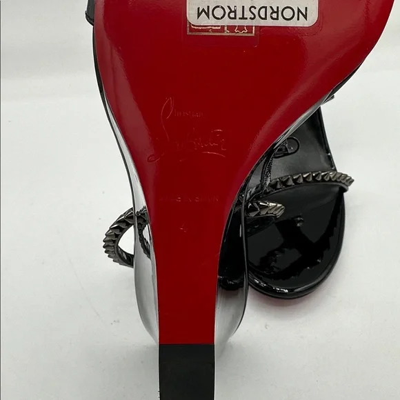 Christian Louboutin So Me 85 Black Leather Wedge Sandals Size 41 EU / 11 US NWOB - Picture 9 of 13